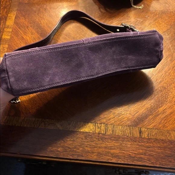Coach Y2K Hamptons Demi Baguette Shoulder Bag purple Suede Vintage Used - Picture 3 of 6